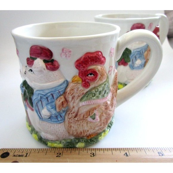 Fitz & Floyd Pig & Chicken Mugs (2) - Fitz & Floyd 1987 Bacon Eggs Pig Chick VTG - Picture 13 of 16